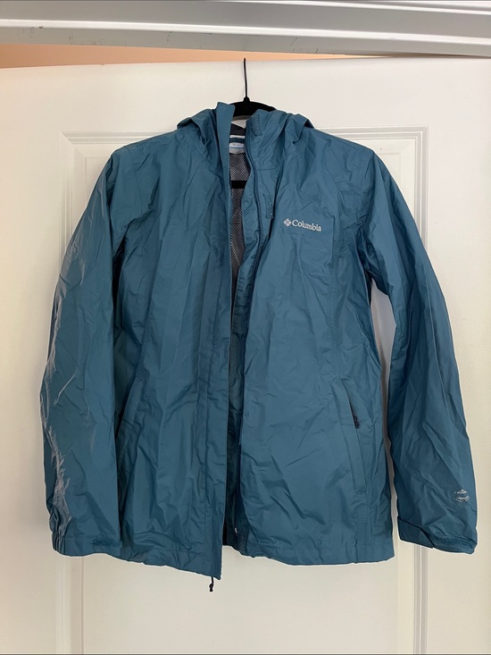 Columbia Jackets & Blazers - Columbia Blue Teal Hooded Rain Jacket